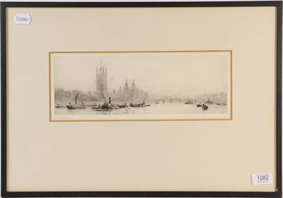 Lot 1082 - William Wyllie RA, RBA, RE, RI, NEAC (1851-1931) Parliament from the water, signed etching, 13cm by
