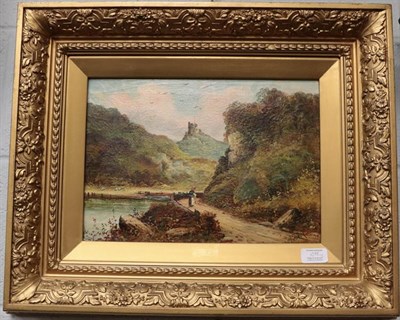 Lot 1098 - F. Stanley (19th century) Two castle landscapes, signed, oil on canvas, gilt framed (2)