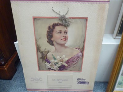 Lot 1108 - Two Duckworth Bros calendars 1934 and 1940 together with a framed Norman Parkinson print (3)