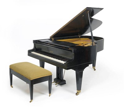 Lot 1665 - An Ant. Petrof of Czechoslovakia 6'3" Ebonised Grand Piano, model no.55316, raised on square...