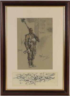 Lot 1112 - Snaffles ''Wipers'' print, together with a John Charlton print of a mounted soldier, and a set...