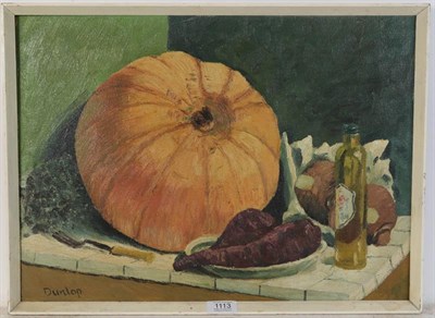Lot 1113 - Attributed to Ronald Ossory Dunlop (1894-1973) still life vegetables, signed oil on board, 35cm...