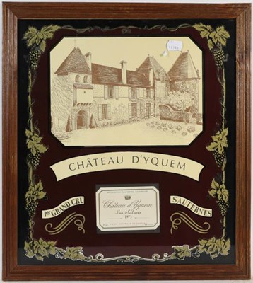 Lot 1117 - Three framed advertising mirrors circa 1970s, Chateau Margaux, Haut-Brion and D'yquem, 43cm by 38cm