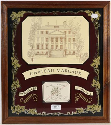 Lot 1117 - Three framed advertising mirrors circa 1970s, Chateau Margaux, Haut-Brion and D'yquem, 43cm by 38cm