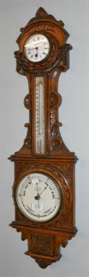 Lot 1130 - A Victorian oak clock barometer, J.Livars, Glasgow