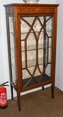 Lot 1137 - An Edwardian mahogany display cabinet, astragal glazed and with marquetry inlay, 70cm by 40cm...