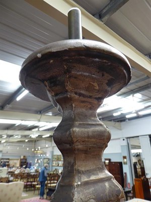 Lot 1162 - A 17th / 18th century Continental silvered pine and gesso candle stand, 125cm high