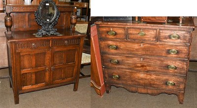 Lot 1164 - A George III mahogany chest of drawers, with brass handles and ivory escutcheons, raised on bracket