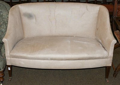 Lot 1185 - An Edwardian mahogany framed two seater settee raised on square tapering supports, 130cm wide