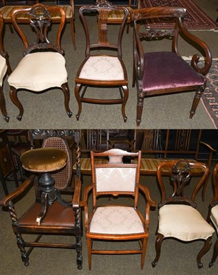 Lot 1195 - Assorted chairs to include a Regency mahogany carver chair, three Victorian salon chairs, a bedroom