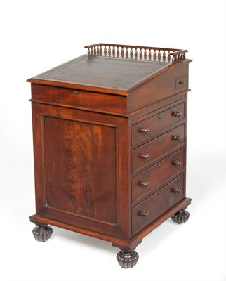 Lot 1678 - A William IV Mahogany Davenport, attributed to Gillows of Lancaster, circa 1830, with three-quarter