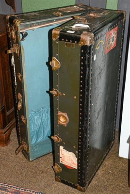 Lot 1246 - An early 20th century fitted steamer trunk with metal mounts, 103cm by 54cm by 37cm