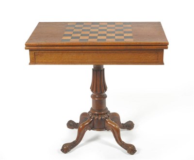 Lot 1679 - An Early Victorian Oak Foldover Games/Card Table, stamped Gillows, Lancaster, mid 19th century, the