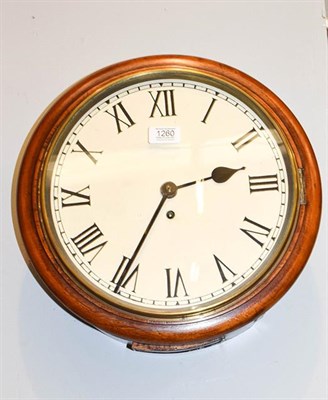 Lot 1260 - A late 19th century mahogany cased school clock, 8 day fusee movement, re-painted Roman dial,...