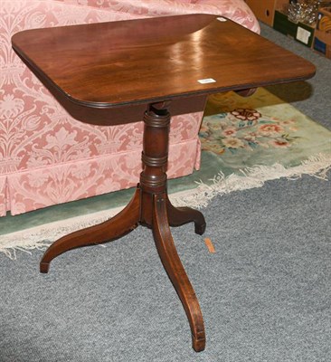 Lot 1265 - A Regency mahogany centre pedestal snap top table, on reeded outswept supports, 64cm by 52cm by...
