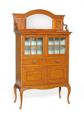 Lot 1681 - An Edwardian Satinwood, Crossbanded and Ebony Strung Side Cabinet, early 20th century, the mirrored