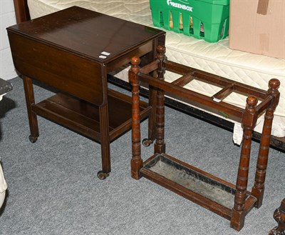 Lot 1278 - A Victorian three division stick stand, and a 20th century tea trolley (2)