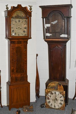 Lot 1283 - A mahogany eight day longcase clock, signed Jno Jones, Carnarvon, early 19th century, painted...