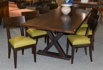 Lot 1303 - A Phillipe Hurel table, 250cm by 100cm by 75cm, and a set of eight matching chairs (9)