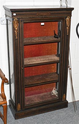 Lot 1338 - A Victorian ebonised pier cabinet with strung inlay and gilt metal mounts, 77cm by 36cm by 136cm