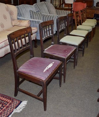 Lot 1189 - A set of four George III mahogany dining chairs, and a set of four later chairs (8)