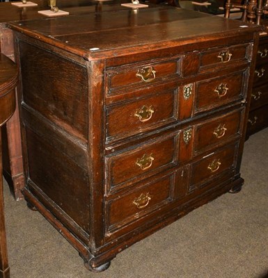 Lot 1221A - A 17th century style oak four height chest of drawers, 94cm by 59cm by 86cm