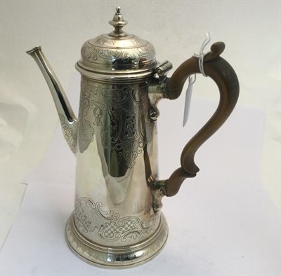Lot 2002 - A George II Silver Coffee-Pot, by Richard Burcombe, London, 1734, tapering and on spreading...