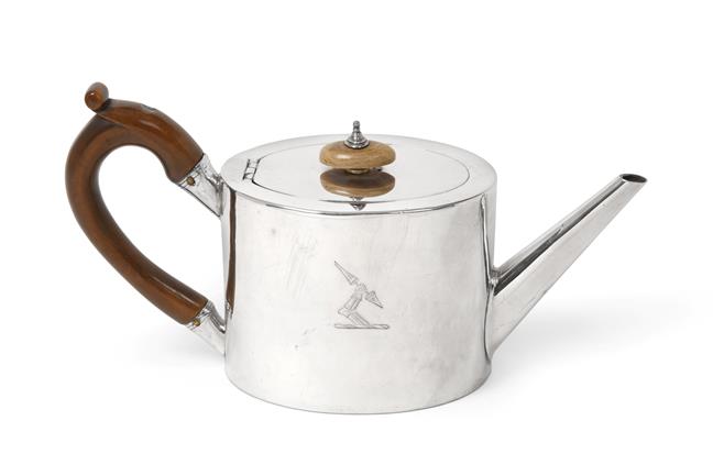 Lot 2014 - A George III Silver Teapot, by William Plummer, London, 1780, plain oval and with tapering...