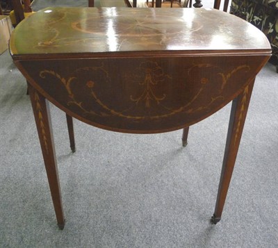 Lot 1694 - A George III Style Mahogany, Satinwood, Tulipwood and Marquetry Pembroke Table, the top with...