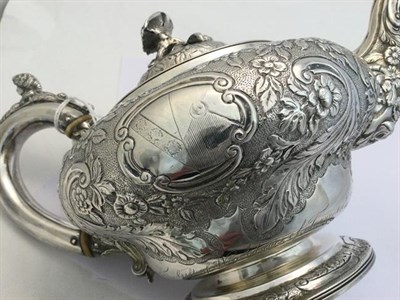 Lot 2016 - A Three-Piece George III Silver Tea-Service With a Pair of Sugar-Tongs En Suite, by Solomon...