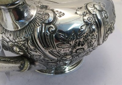Lot 2023 - A William IV Silver Teapot, by Benjamin Smith, London, 1836, tapering cylindrical and chased...
