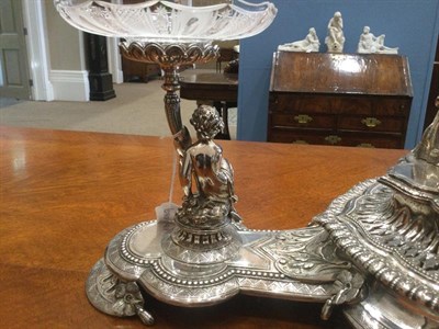 Lot 2063 - A Victorian Silver Plate Centrepiece, by Elkington and Co., Birmingham, 1875, oval, the centre with