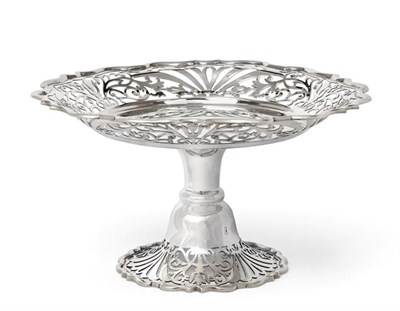Lot 2066 - A Victorian Silver Pedestal-Bowl, by David and George Edward, London, 1898, the bowl shaped...