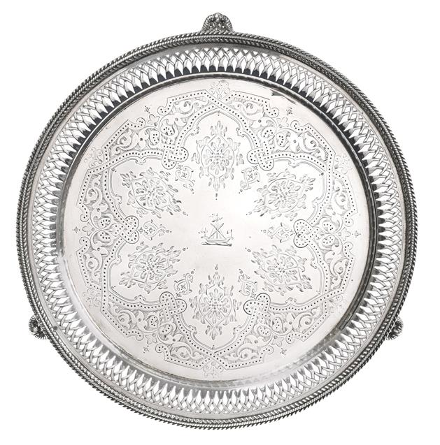 Lot 2071 - A Victorian Silver Salver, by Thomas Bradbury and Sons, Sheffield, 1887, Retailed by J. Mayer,...