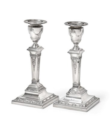Lot 2085 - A Pair of Victorian Silver Candlesticks, by Hawkesworth Eyre and Co., Sheffield, 1892, each on...