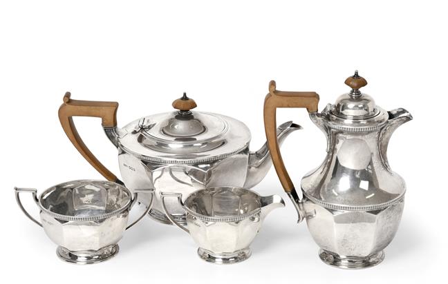 Lot 2091 - A Four-Piece George V Silver Tea-Service, by Ollivant and Botsford, Sheffield, 1930, The...