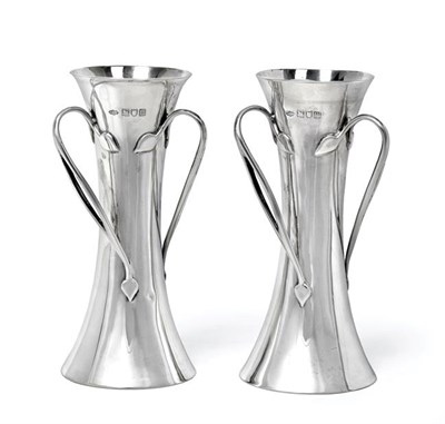 Lot 2098 - A Pair of Edward VII Silver Vases, by Charles Clement Pilling, London, 1907, each in the Art...