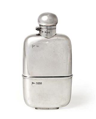 Lot 2107 - A Victorian Silver Spirit-Flask, by Walker and Hall, Sheffield, 1900, oblong, the base with...