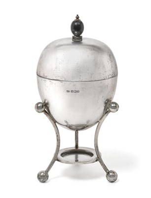 Lot 2108 - A George V Silver Egg-Coddler, by Mappin and Webb, Sheffield, 1910, the body ovoid, the pull...