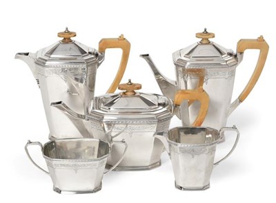 Lot 2110 - A Five-Piece George VI Silver Tea and Coffee-Service, by Mappin and Webb, Sheffield, 1946, each...