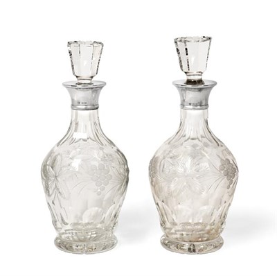 Lot 2112 - A Pair of Elizabeth II Silver-Mounted Engraved-Glass Decanters, The Mounts by C. J. Vander, London