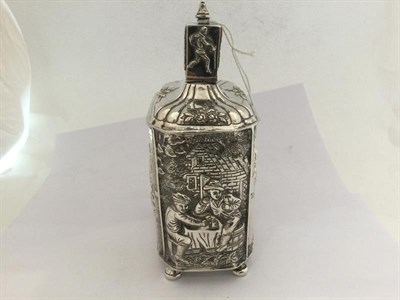 Lot 2120 - A Dutch Silver Tea-Caddy, by Cornelis Rietveld, Schoonhoven, 1906, shaped oblong and on four...