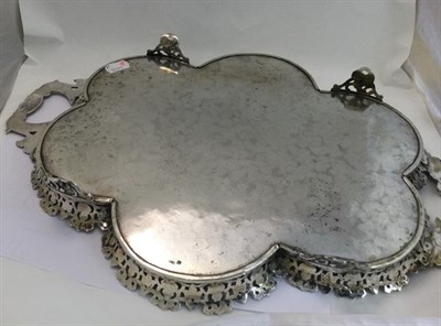 Lot 2129 - A Portuguese Silver Tray, Maker's Mark a Pair of Calipers, shaped oval and with openwork...