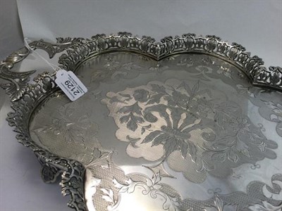 Lot 2129 - A Portuguese Silver Tray, Maker's Mark a Pair of Calipers, shaped oval and with openwork...
