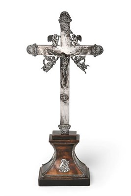 Lot 2131 - An Italian Silver-Mounted Altar Cross, Maker's Mark Indistinct, Rome, Probably Late 18th/Early 19th