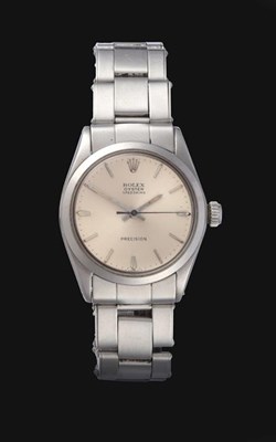 Lot 2134 - A Stainless Steel Centre Seconds Wristwatch, signed Rolex, Oyster, Precision, model: Speedking,...