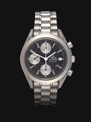 Lot 2153 - A Stainless Steel Automatic Calendar Chronograph Wristwatch, signed Omega, model: Speedmaster,...