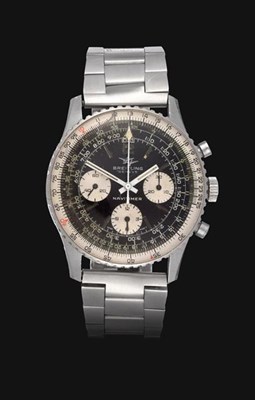 Lot 2154 - A Stainless Steel Chronograph Wristwatch, signed Breitling, Geneve, model: Navitimer, ref: 806,...