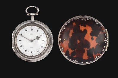 Lot 2156 - A Silver and Tortoiseshell Triple Cased Verge Pocket Watch, made for the Turkish Market, signed...