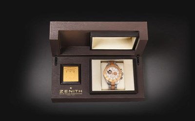 Lot 2161 - A Steel and Rose Gold Automatic Power Reserve Chronograph Wristwatch with an Unusual...
